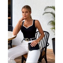 Nnstartshopping  Kadın Askılı Kalp V Yakalı Dalgıç Bluz