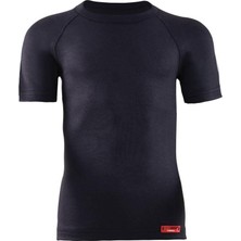 BLACKSPADE 9267 KİDS Termal Üst Siyah Kısa Kol Sıfır Yaka Erkek Çocuk %49 Viskoz %49 Polyester