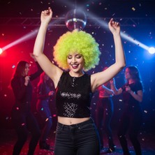 Pileli Store Animasyon Parti ve Palyaço Peruğu - Neon Yeşil