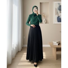 Moda Morfo Vatkalı Kruvaze Model Sandy Bluz   -Zümrüt