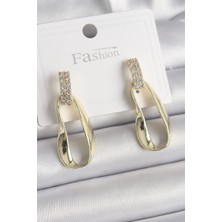 Pirinç Zirkon Taşlı Sallantı Kadın Küpe - Lisinya