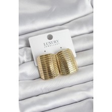 Gold Renk Pirinç Vintage Esintili Statement Küpe - Lisinya