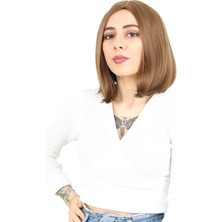 Pileli Store Fiber Sentetik Peruk Perçemsiz Kısa Düz - Kumral