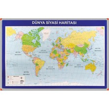 Panda 70x100cm Dünya Siyasi Haritası (Alm.Çerç.) Renkli Detaylarla Zenginleştirilmiş