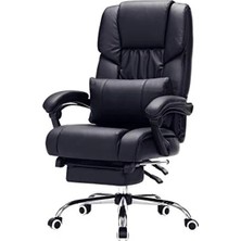 Calperia Siyah Suni Deri Bel Destekli Ofis Koltuğu, 67X66X116 cm