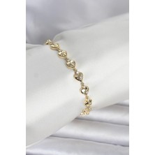 Hatıra Kutusu Pirinç Gold Renk Kalpli Kutup Yıldızı Işleme Kadın Bileklik - Lisinya