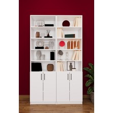 Asra Trend Modern Kapaklı Ayarlanabilir Raf Ev Ofis Kitaplık %100 MDF Dekoratif Kütüphane K39