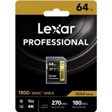 Lexar 64 GB Gold Series 1800x SDXC Class 10 UHS-II Hafıza Kartı