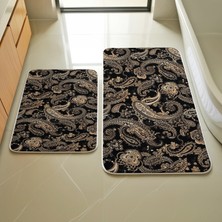 Koyu Renkli Etnik Desen 2'li Paspas Takımı