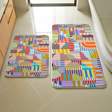 Renkli Geometrik Desen 2'li Paspas Takımı