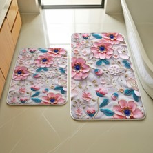 Çiçek Desenli 2'li Paspas Takımı