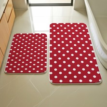 Kırmızı Beyaz Puantiyeli 2'li Paspas Takımı