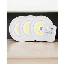 Midas Toptan Home Spot Lamba LED Işık 3'lü Uzaktan Kumandalı Pilli Yapışkanlı Kablosuz