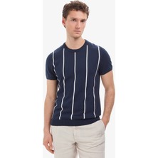 Pierre Cardin Erkek Lacivert Slim Fit Bisiklet Yaka Triko Tişört 50325010-VR033