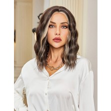 Pileli Store Kahverengi / Balköpüğü Röfleli Küt Tül Peruk