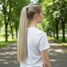 Pileli Store Bağlamalı Düz At Kuyruğu - Balköpüğü Platin Röfleli