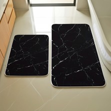 Siyah Mermer Desen 2'li Paspas Takımı