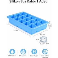 Evolis Kitchen 1ADET 15 Bölmeli Büyük Boy Silikon Buz Kalıb-Kare Buzluk Kokteyl Sunum Buz Kalıbı Et Suyu Saklama