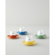 English Home Mood Cups New Bone China 8 Parça 4 Kişilik Kahve Fincan Takımı 90 ml Renkli