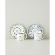 English Home Talavera Glow Bone Porselen 4 Parça 2 Kişilik Kahve Fincan Takımı 90 ml Mavi-Yeşil
