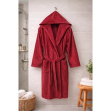 MySoft Home Kadife Kapüşonlu Bornoz %100 Pamuk