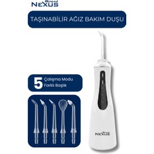 Direct Nexus Şarjlı Taşınabilir Ağız Duşu 5 Başlıklı 5 Modlu Ipx7 350 ml Beyaz