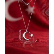 Modahilye - 925 Ayar Gümüş Ay Yıldız Mini Tasarım Kolye