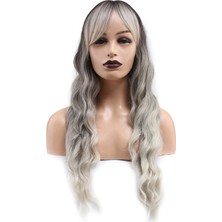 Pileli Store Perçemli Uzun Su Dalgası Fiber Sentetik Peruk- Ombre ve Röfleli