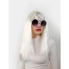 İlkyaz Fashion Beyaz Renk Uzun Düz Parti Peruğu