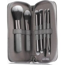 Alix Avien Küçük Boy Çantalı Seyahat Makyaj Fırça Seti - 10 Çeşit Fırça Ucu, Aplikatör