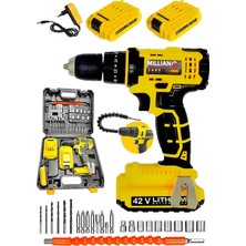 PremiumPort Çift Akülü Metal Şanzumanlı 42V 5AH Rotary Matkap Seti 27 Parça