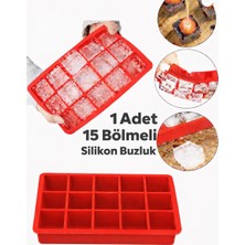 Evolis Kitchen 1ADET 15 Bölmeli Büyük Boy Silikon Buz Kalıb-Kare Buzluk Kokteyl Sunum Buz Kalıbı Et Suyu Saklama