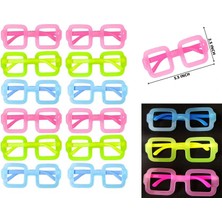 İlkyaz Fashion Fosforlu Kare Model Glow Parti Gözlüğü Karanlıkta Yanan Gözlükler 12 Adet