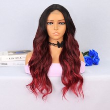 Pileli Store Siyah Kızıl Ombreli Tül Peruk
