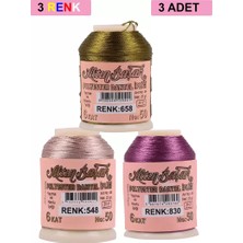 Just Cheap Store 3 Adet Altınbaşak Oya ve Dantel Ipi 20 gr - Royaleks - No: 548 - 830 - 658
