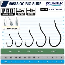 Owner 50566 Cut Big Surf Gun Black Iğne No:1 6 Adet
