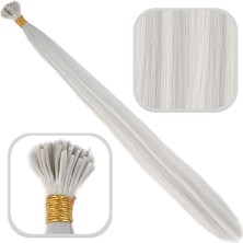 Pileli Store Fiber Sentetik Boncuk Kaynaklık Renkli Saç - Açık Gri - 100 Adet