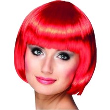 İlkyaz Fashion Kırmızı Renk Parti Peruğu Küt Saç