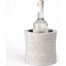 Mottopi Ehlikeyf Şişe Soğutucu, Termojelli Şişe Soğutucu, Kilim Desenli Şarap,rakı,viski Soğutucu -Mermer Renk