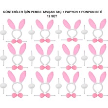 Midas Toptan Home Pembe Tavşan Kostüm Seti – Taç, Papyon, Ponpon (12’li Paket)