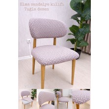 UY STYLE Jakarli Kumaş Elma Sandalye Kılıfı,tuğla Desen (1 Adet)