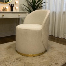 Pufunny Sırtlı Puf, Mini Berjer, Makyaj Masası Pufu, Gold Puf,