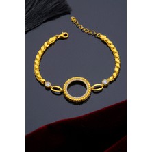 İnnuendo Jewelry 925 Ayar Gümüş Zirkon Taşlı Burgu Halka Detaylı Çeyrekli Bileklik