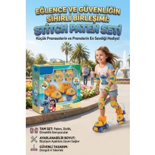 Farbu Oyuncak Stitch Karakterli Ayarlanabilir Başlangıç Seviyesi 4 Tekerlekli Dizlik Dirseklikli Çocuk Paten Seti