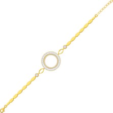 İnnuendo Jewelry 925 Ayar Gümüş Taşlı Halkalı Detaylı Çeyrekli Bileklik