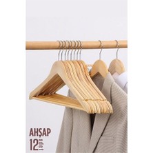 Store Mania Ieg™ Hsnet Natural Ahşap Elbise Askısı 12 Adet Montague Design