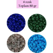 Just Cheap Store Dökme Cam Kum Boncuk Büyük Boy (6/0) 4 mm - 4 Renk - Toplam 80 Gram - BNC415