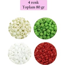 Just Cheap Store Dökme Cam Kum Boncuk Büyük Boy (6/0) 4 mm - 4 Renk - Toplam 80 Gram - BNC407