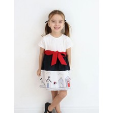Luggi Baby Bisiklet Yaka Kısa Kollu Kız Bebek Elbise