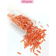 Just Cheap Store Uzun Boru Kesme Boncuk Çap 2mm Uzunluk 10 mm - 60 Gram - Turuncu Beyaz - BNC294